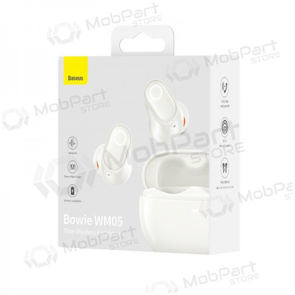 Trådløs hodetelefoner / headset Baseus Bowie WM05 NGTW200002 (hvitt) Trådløs hodetelefoner / headset Baseus Bowie WM05 NGTW200002 (hvitt)