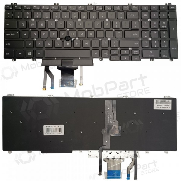Tastatur DELL Latitude 5500,med pašvietimu og „trackpoint“