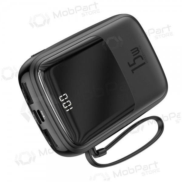 Powerbank Power Bank Baseus Q Pow With Type-C Cable 10000mAh svart PPQD-A01 Powerbank Power Bank Baseus Q Pow With Type-C Cable 10000mAh svart PPQD-A01