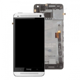 HTC One Mini skjerm (hvit) (med ramme) (brukt grade C, original)