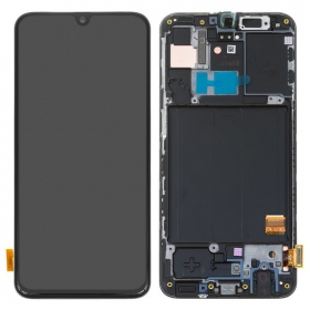 Samsung A405 Galaxy A40 2019 skjerm (svart) (med ramme) (service pack) (original)
