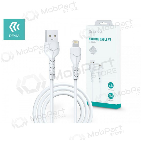 USB kabel Devia Kintone Lightning 1.0m (hvit) 5V 2.1A