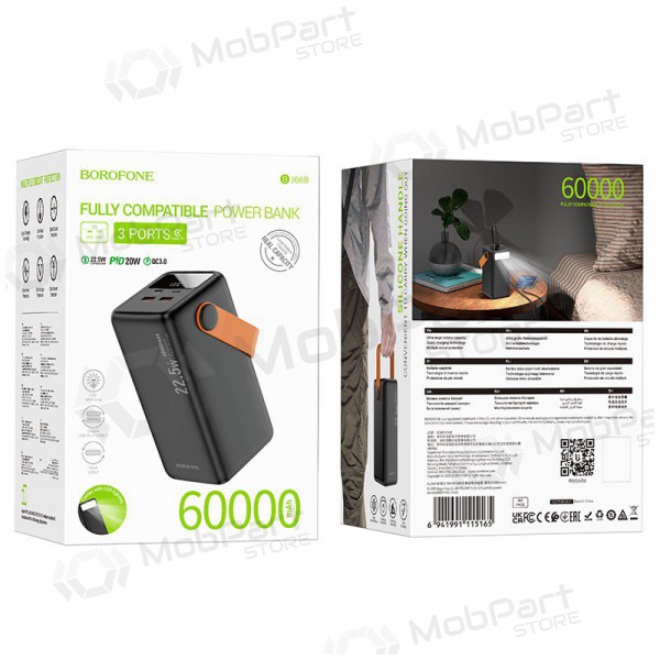 Powerbank Power Bank Borofone BJ66B 22.5W+PD20W 60000mAh svart