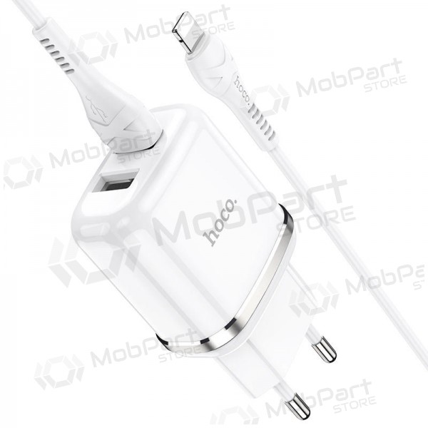 Lader Hoco N4 X 2 USB  jungtimis + Lightning (2.4A) (hvit)
