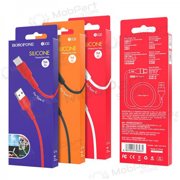USB kabel Borofone BX30 Type-C 1.0m (hvit)