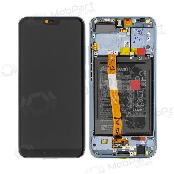Huawei Honor 10 skjerm (Glacier Grey) (med ramme og batteri) (service pack) (original)