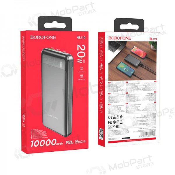 Powerbank Power Bank Borofone BJ19 Type-C PD 20W+Quick Charge 3.0 10000mAh svart