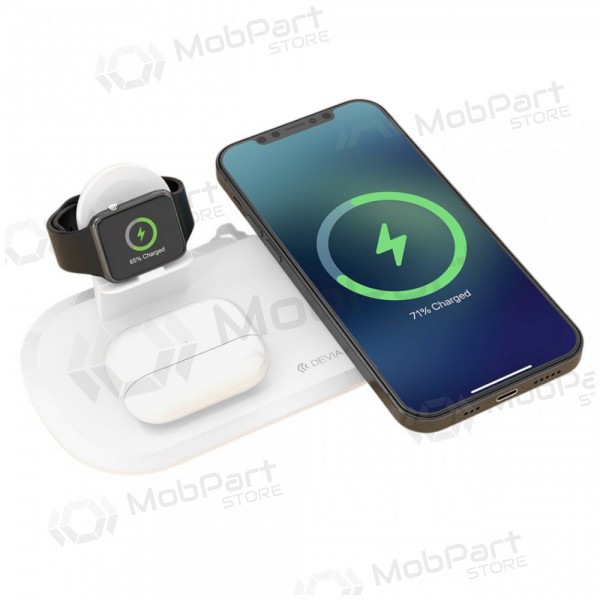 Lader trådløs Devia 3in1 Smart Phone, Apple Watch, Airpods (hvit)