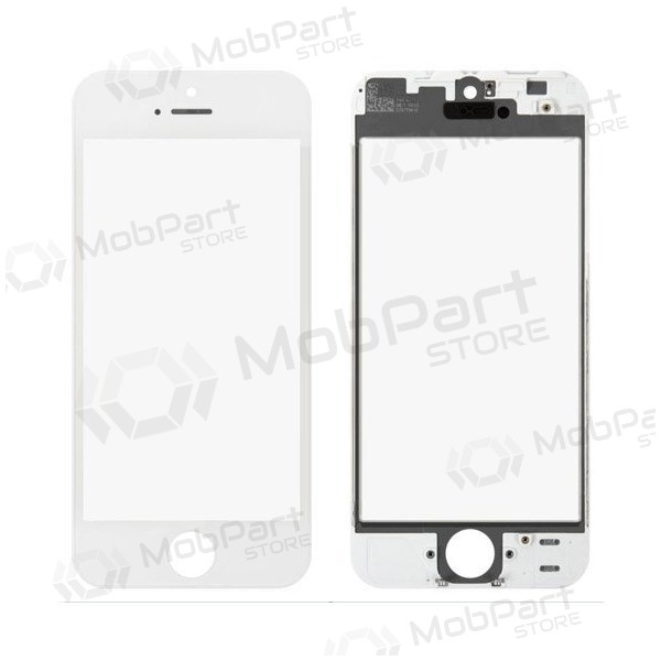 Apple iPhone 5 Skjermglass med ramme og OCA (hvit) (for screen refurbishing) - Premium Apple iPhone 5 Skjermglass med ramme og OCA (hvit) (for screen refurbishing) - Premium