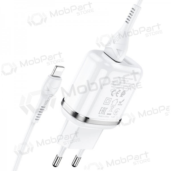 Lader Hoco N4 X 2 USB  jungtimis + Lightning (2.4A) (hvit)