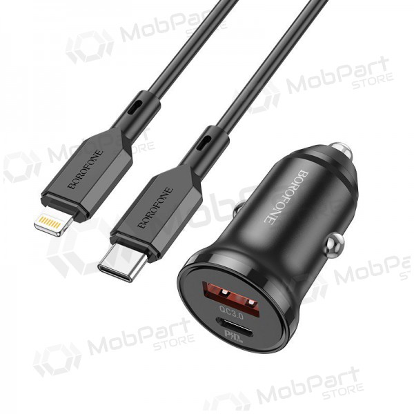 Lader automobilinis Borofone BZ18A USB-A/Type-C PD20W+QC3.0 + Lightning (svart)