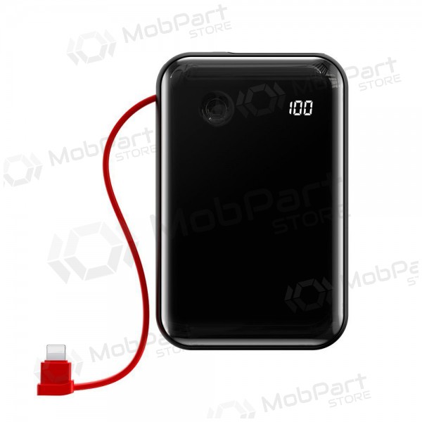 Powerbank Power Bank Baseus Mini S USB + USB Type C + Lightning 3A 10000mAh svart PPXF-E01 Powerbank Power Bank Baseus Mini S USB + USB Type C + Lightning 3A 10000mAh svart PPXF-E01