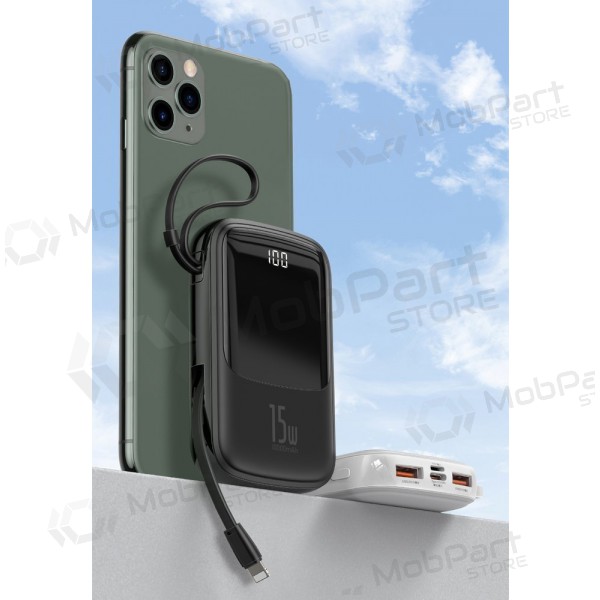 Powerbank Power Bank Baseus Q Pow With Type-C Cable 10000mAh svart PPQD-A01 Powerbank Power Bank Baseus Q Pow With Type-C Cable 10000mAh svart PPQD-A01