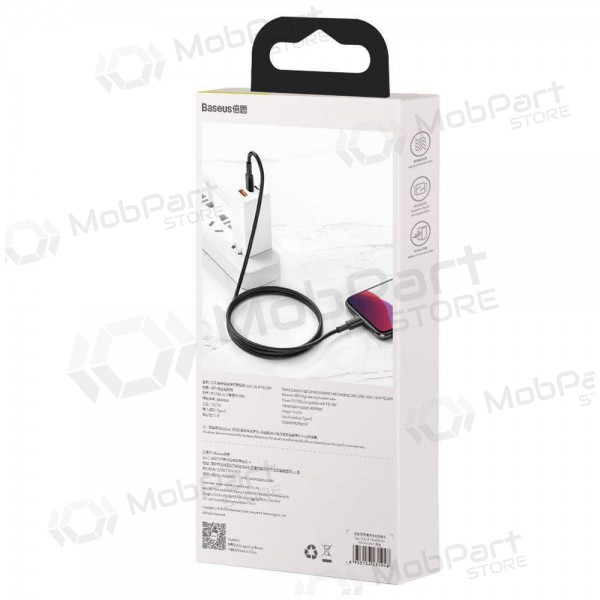 USB kabel Baseus High Density Braided Fast Data PD 20W Type-C - Lightning 1.0m (svart) CATLGD-01 USB kabel Baseus High Density Braided Fast Data PD 20W Type-C - Lightning 1.0m (svart) CATLGD-01