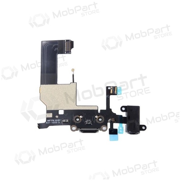 Apple iPhone 5 ladekontakt og mikrofon med flex (svart)