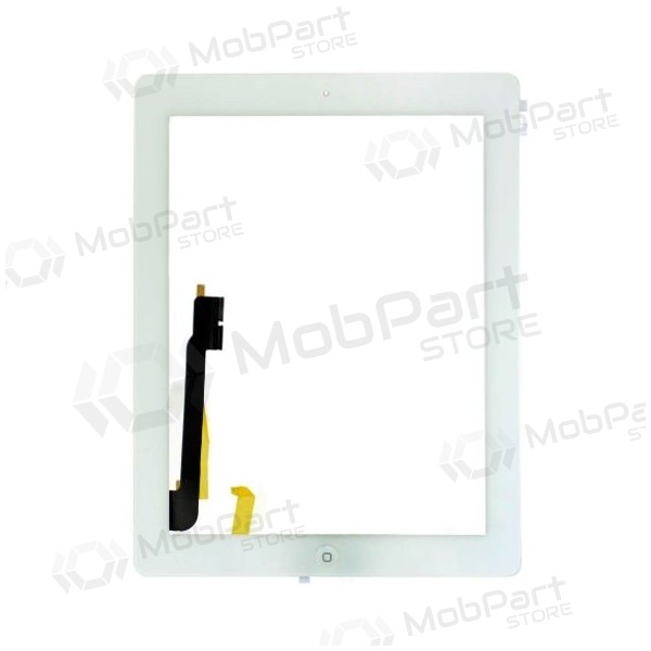 Apple iPad 4 berøringssensitivt glass med HOME-knapp og holdere (hvit) Apple iPad 4 berøringssensitivt glass med HOME-knapp og holdere (hvit)