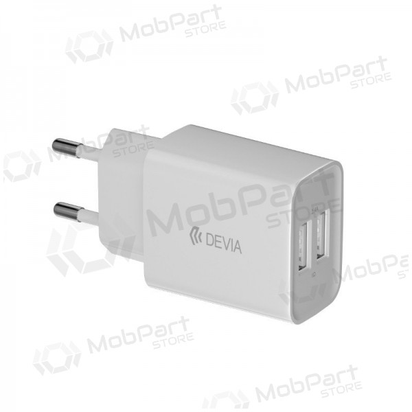 Lader Devia Smart x 2 USB (2.4A) + MicroUSB, (hvit)