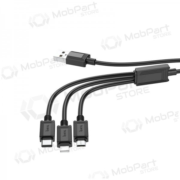 USB kabel Hoco X74 3in1 microUSB-Lightning-Type-C 1.0m (svart)