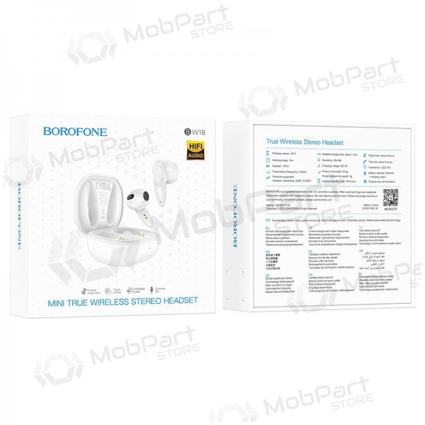 Trådløs hodetelefoner / headset Borofone BW18 Initial Sound TWS (hvitt)
