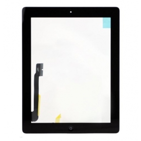 Apple iPad 4 berøringssensitivt glass med HOME-knapp og holdere (svart)