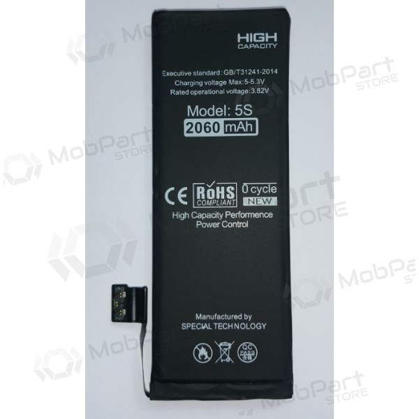 Apple iPhone 5S / 5C batteri / akkumulator (forstørret kapasitet) "Di-Power" (2060mAh)