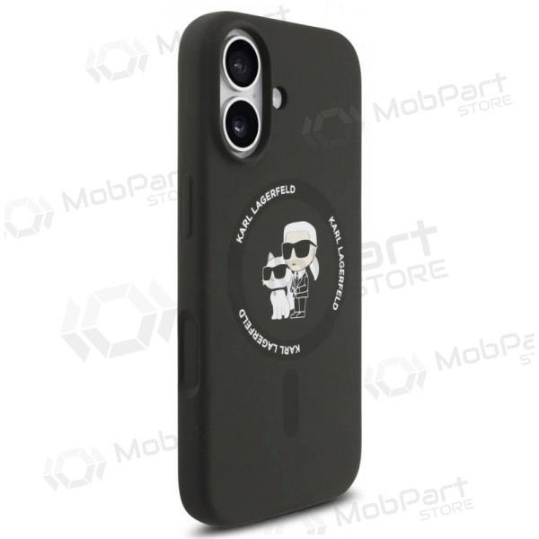 Apple iPhone 17 deksel - Karl Lagerfeld Liquid Silicone Karl and Choupette MagSafe (svart)