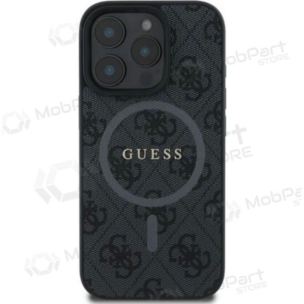 Apple iPhone 16 Pro deksel - Guess PU Leather 4G Colored Ring MagSafe (svart)