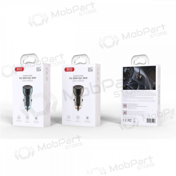 Lader for biler XO CC60 USB-A/USB-C 60W svart