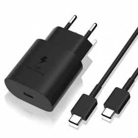 Lader original Samsung EP-TA800NB 25W + Type-C kabel 25W svart