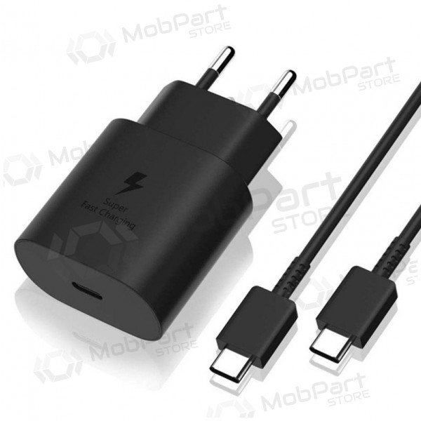 Lader original Samsung EP-TA800NB 25W + Type-C kabel 25W svart