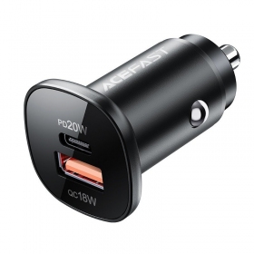 Lader automobilinis Acefast B1 Mini 38W USB-C+USB-A svart