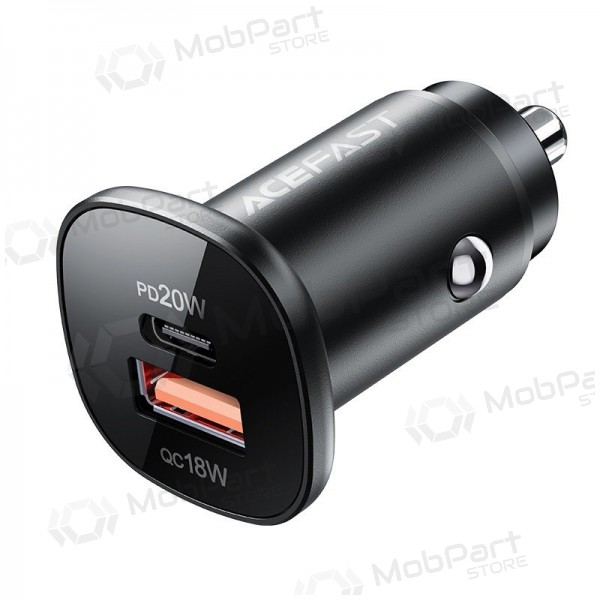 Lader automobilinis Acefast B1 Mini 38W USB-C+USB-A svart