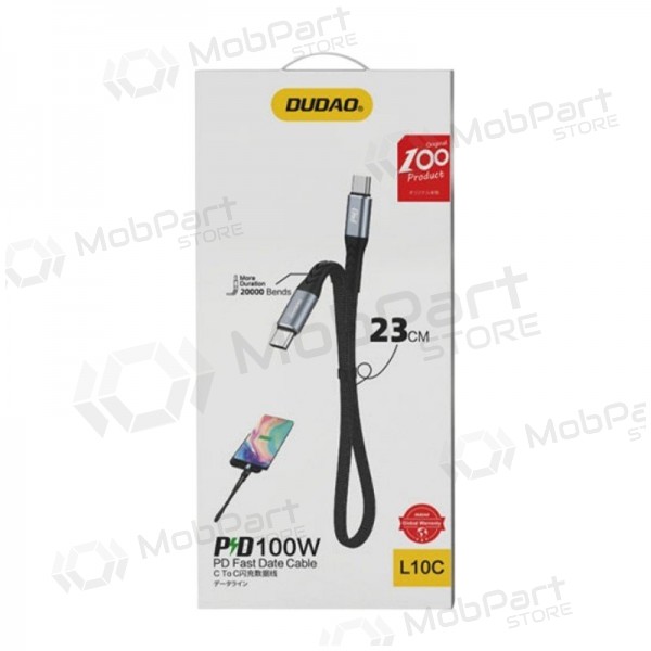 USB-C-kabel Dudao L10C USB-C til USB-C 0,23 m 100 W svart