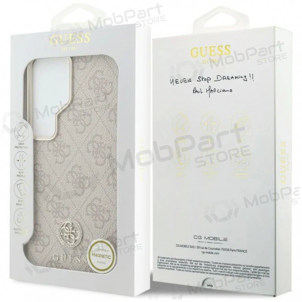 Samsung Galaxy S26 Ultra deksel - Guess PU Leather 4G Strass Logo Gold Frame Magnetic (rosa)