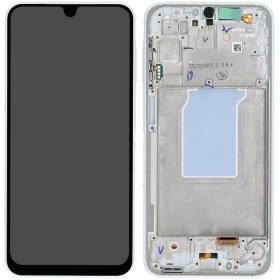 Ekranas Samsung A266 A26 5G su lietimui jautriu stikliuku og rėmeliu White original (service pack)