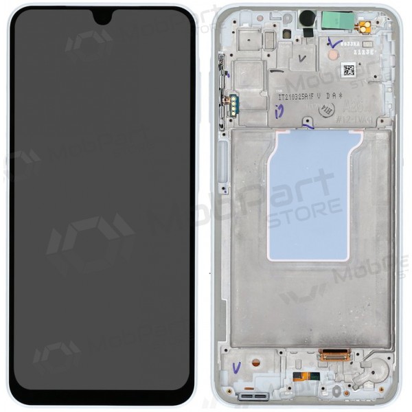 Ekranas Samsung A266 A26 5G su lietimui jautriu stikliuku og rėmeliu White original (service pack)