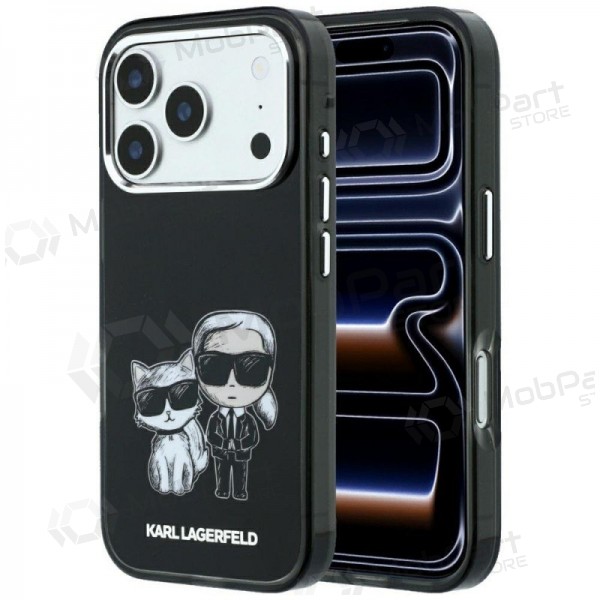 Apple iPhone 18 Pro deksel - Karl Lagerfeld PU Semi Wrap Smooth Sketch Bodies MagSafe (svart)