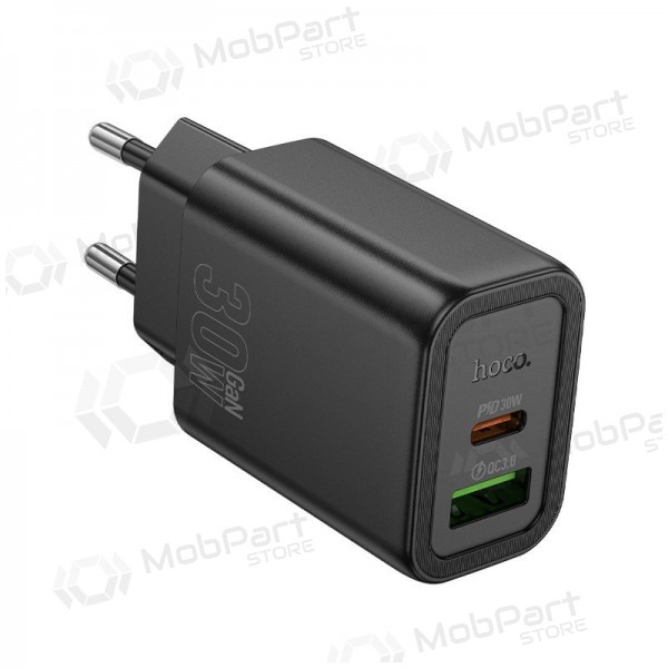 Telefonlader Hoco N63 30 W GaN USB-C + USB-A svart