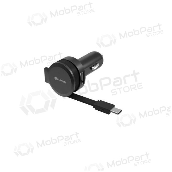 Lader for biler Platinet su Type-C laidu (1xUSB 2.4A) (svart)