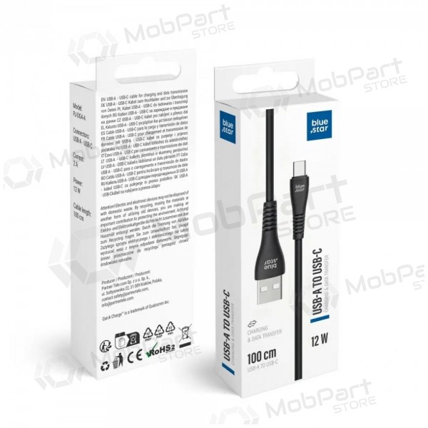 Lightning-kabel Blue Star PJ-DG4-A USB-A til Lightning 1 m svart