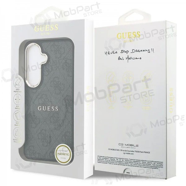 Samsung Galaxy S26 deksel - Guess PU Leather 4G Gold Frame Magnetic (svart)
