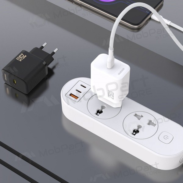Lader Dudao A27C GaN 25W USB-C + USB-C til USB-C kabel 1.0m hvit