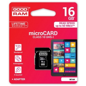 Minnekort GOODRAM MicroSD 16Gb (class 10) + SD adapter