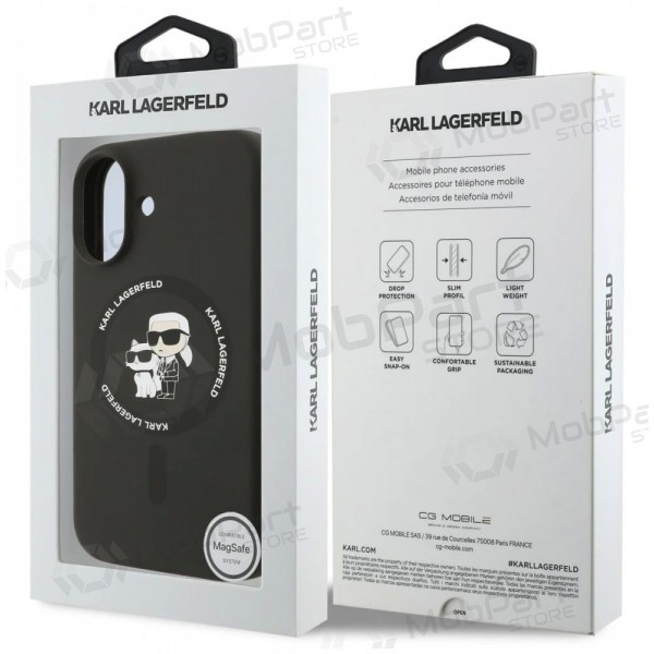 Apple iPhone 17 deksel - Karl Lagerfeld Liquid Silicone Karl and Choupette MagSafe (svart)