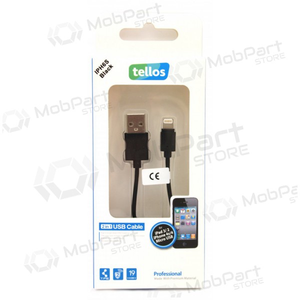 USB kabel Tellos Professional Lightning (svart) 1.0m