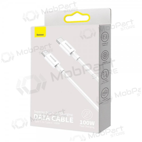 Kabel Baseus Superior Type-C - Type-C 100W 1.0m (hvit) CATYS-B02