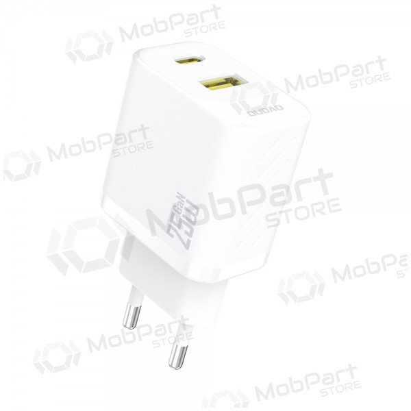 Telefonlader Dudao A26T 25 W GaN USB-C + USB-A hvit