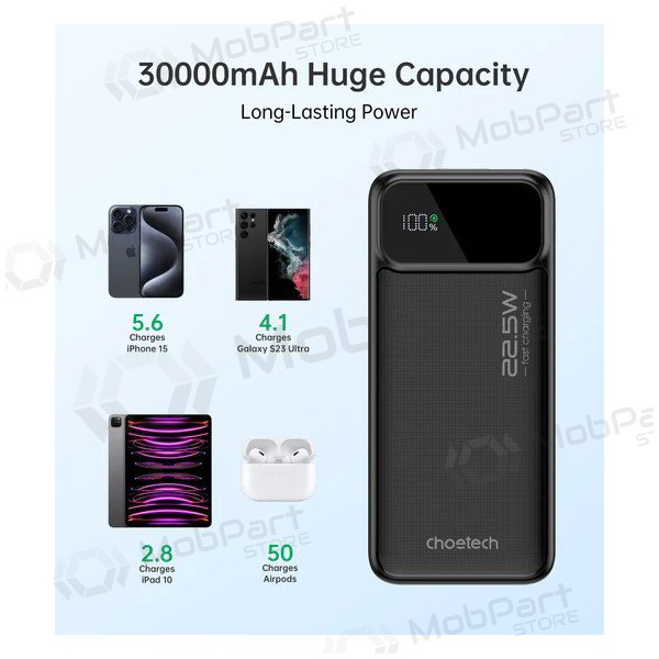 Powerbank Power Bank Choetech B730 22.5W 30000mAh svart Powerbank Power Bank Choetech B730 22.5W 30000mAh svart