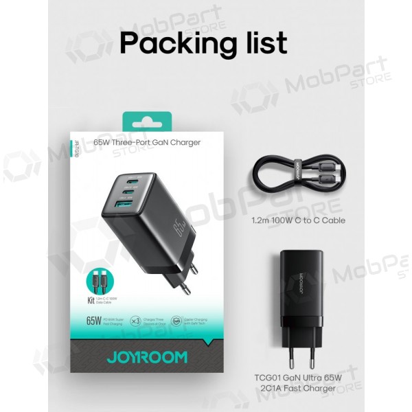 Telefonlader Hoco N66 35 W GaN USB-C + USB-A med Lightning-kabel 1 m hvit