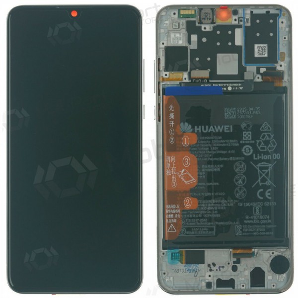 Huawei P30 Lite 48MP skjerm (hvit) (med ramme og batteri) (service pack) (original)